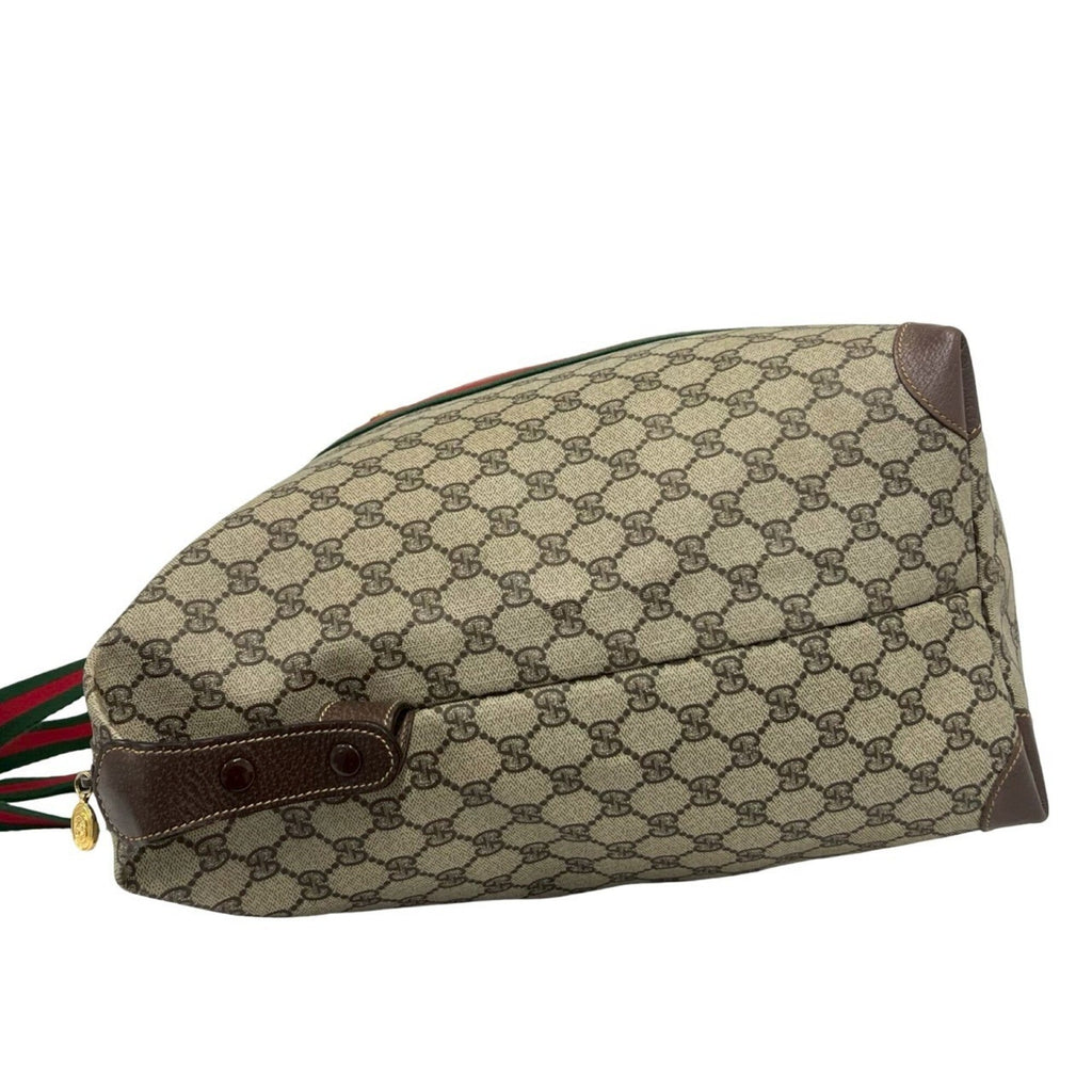 Gucci Brown Green Red Color Pvc Leather Boston Bag Tote Bag (Pre-Owned)