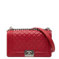 Chanel Matelasse Red Color Leather Shoulder Bag