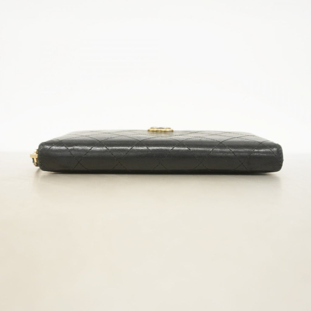 Chanel Black Leather Long Wallet (Bi-Fold)
