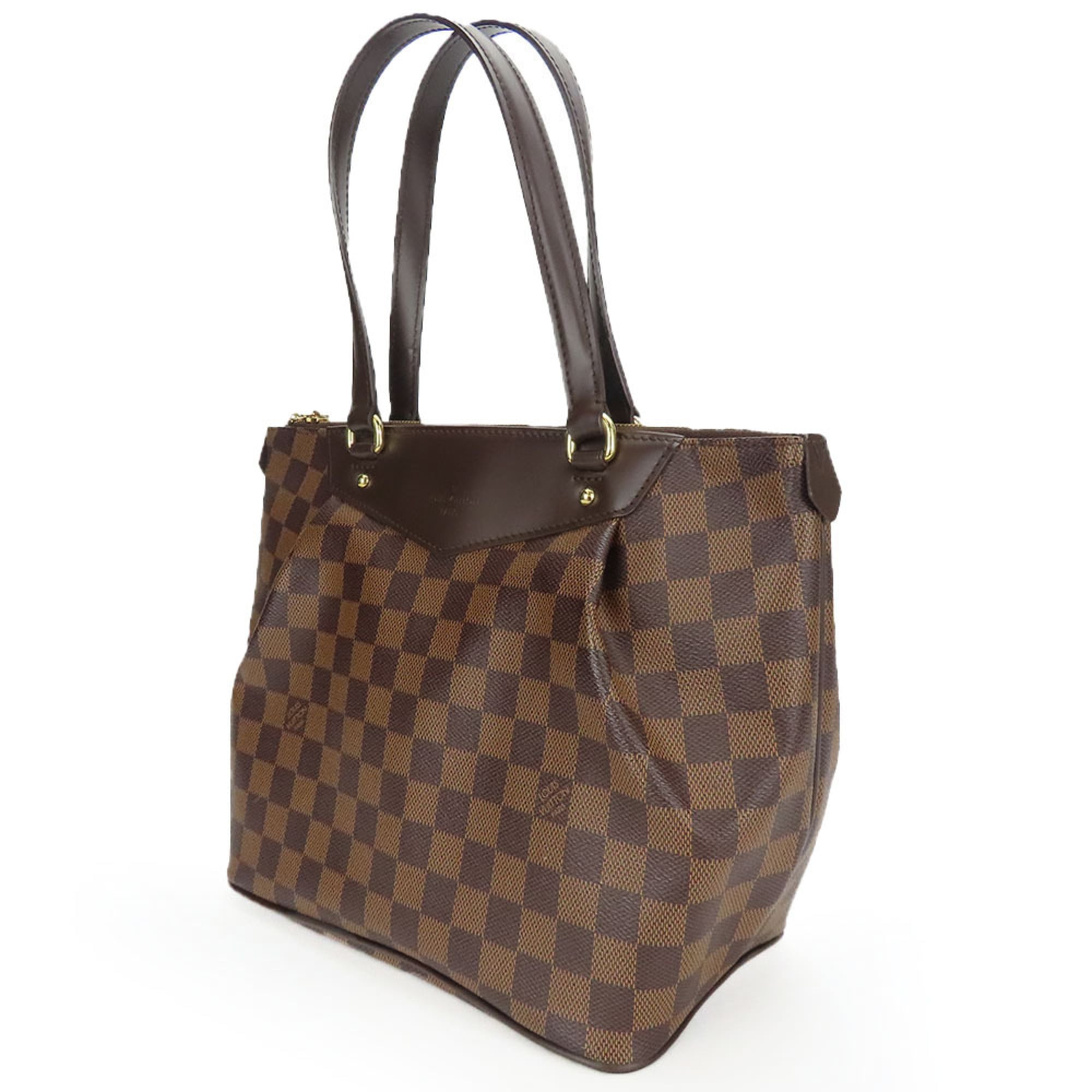 Louis Vuitton Brown Damier Canvas Leather Tote Bag