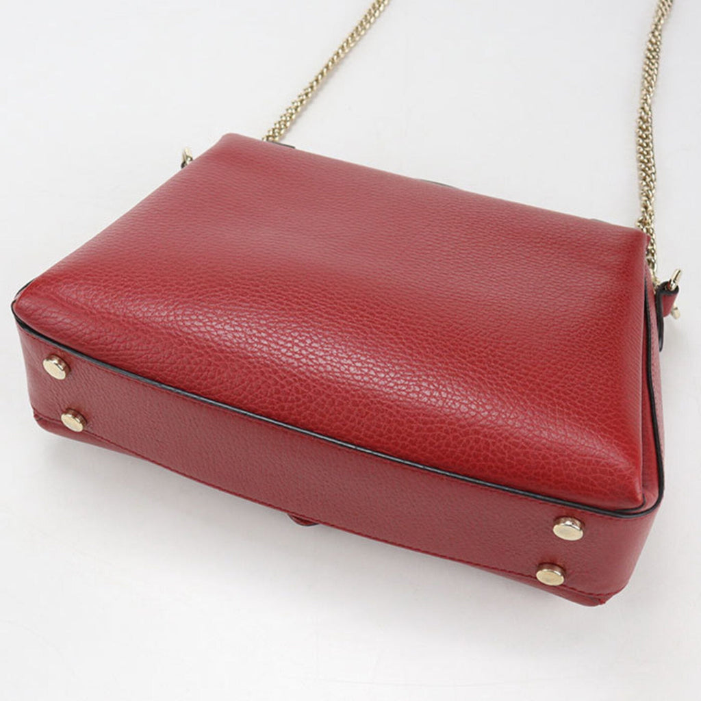 Gucci Red Color Leather Shoulder Bag (Pre-Owned)
