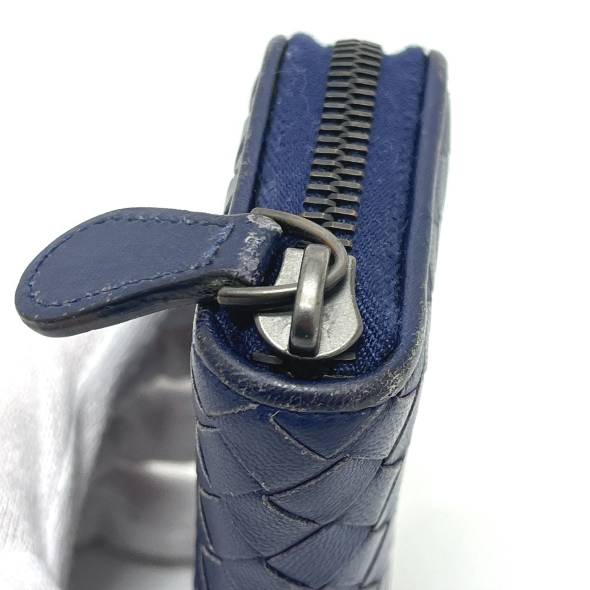 Bottega Veneta Intrecciato Blue Leather Coin Purse/Coin Case