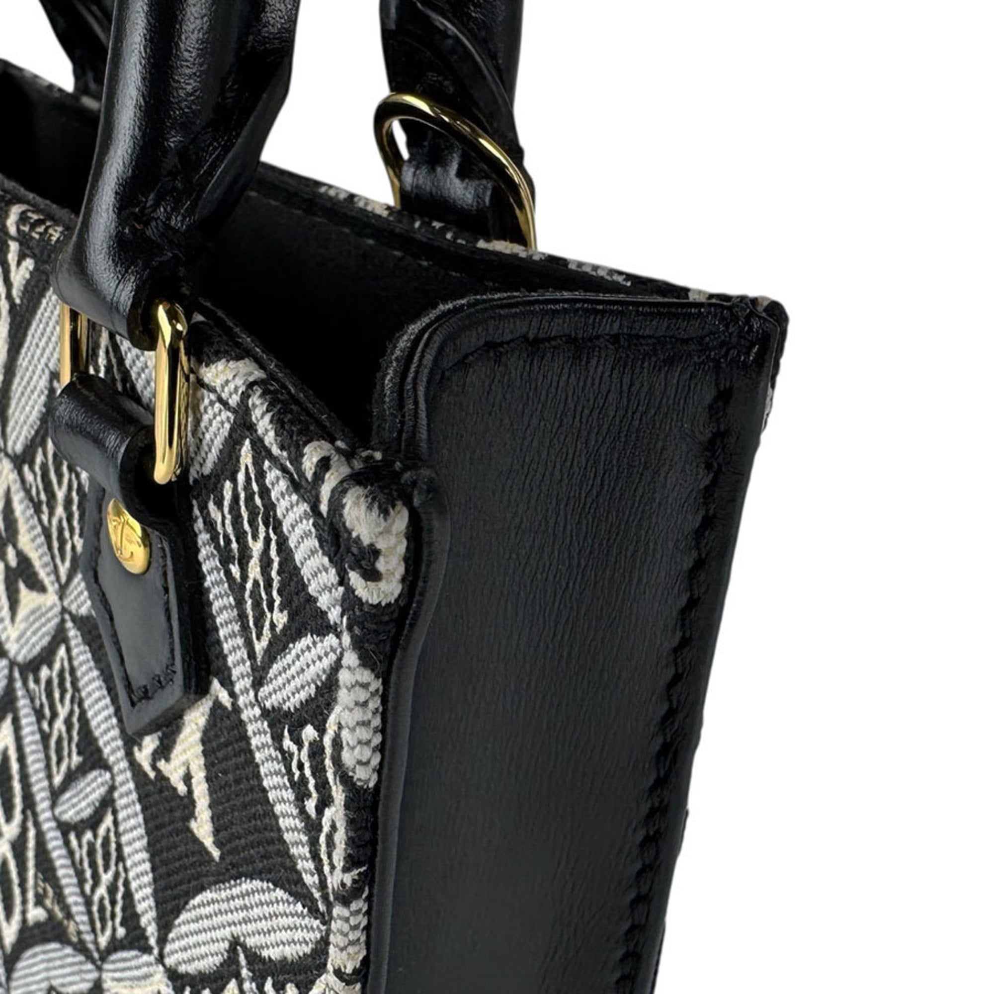 Louis Vuitton Black Canvas Leather Handbag Shoulder Bag