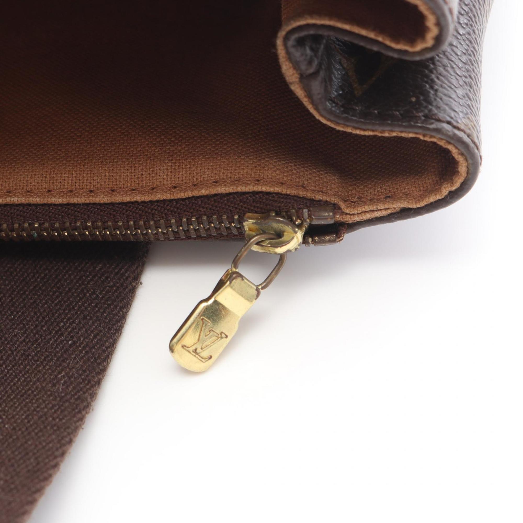 Louis Vuitton Brown Coated Canvas Leather Tote Bag