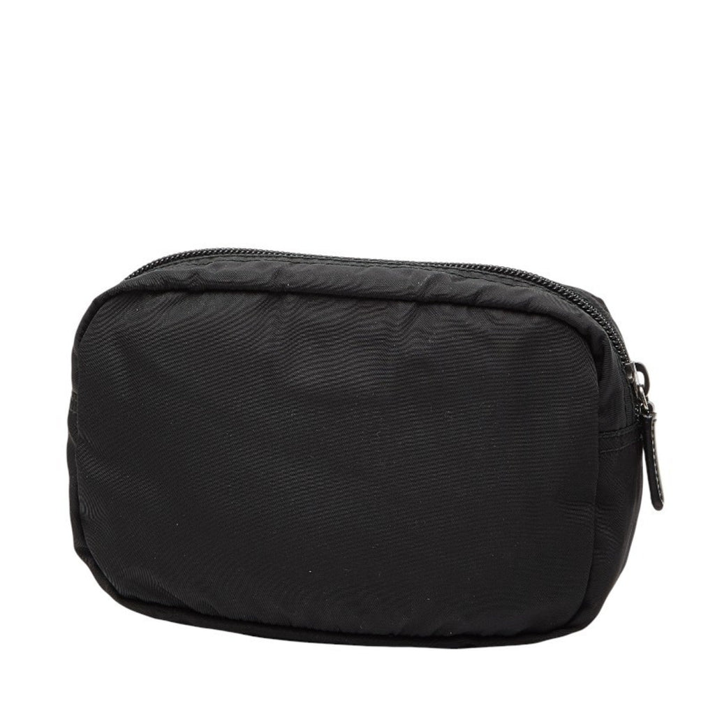 Prada Black Nylon Leather Pouch