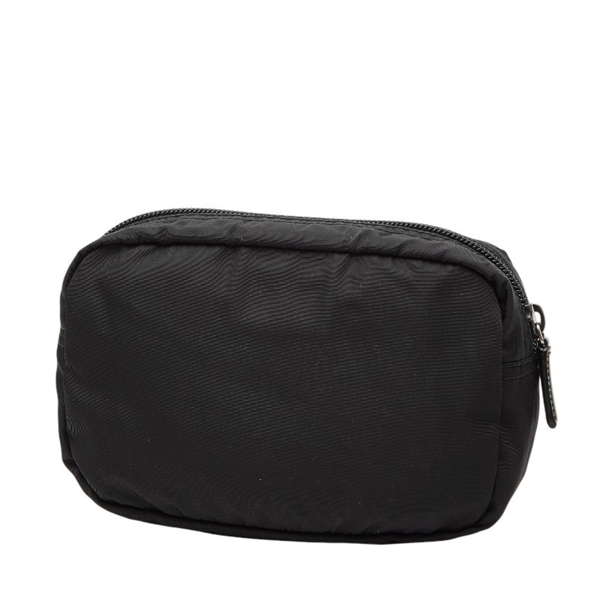 Prada Black Nylon Leather Pouch