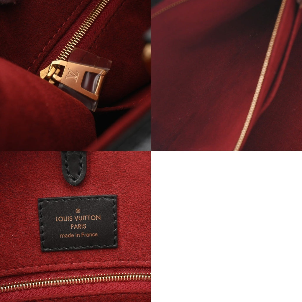 Louis Vuitton Beige Black Leather Handbag