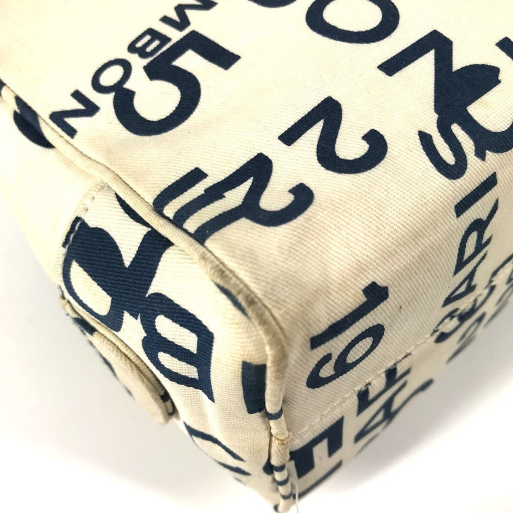 Chanel Navy White Canvas Clutch Bag