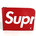 Louis Vuitton Red Color White Epi Leather Clutch Bag Pochette