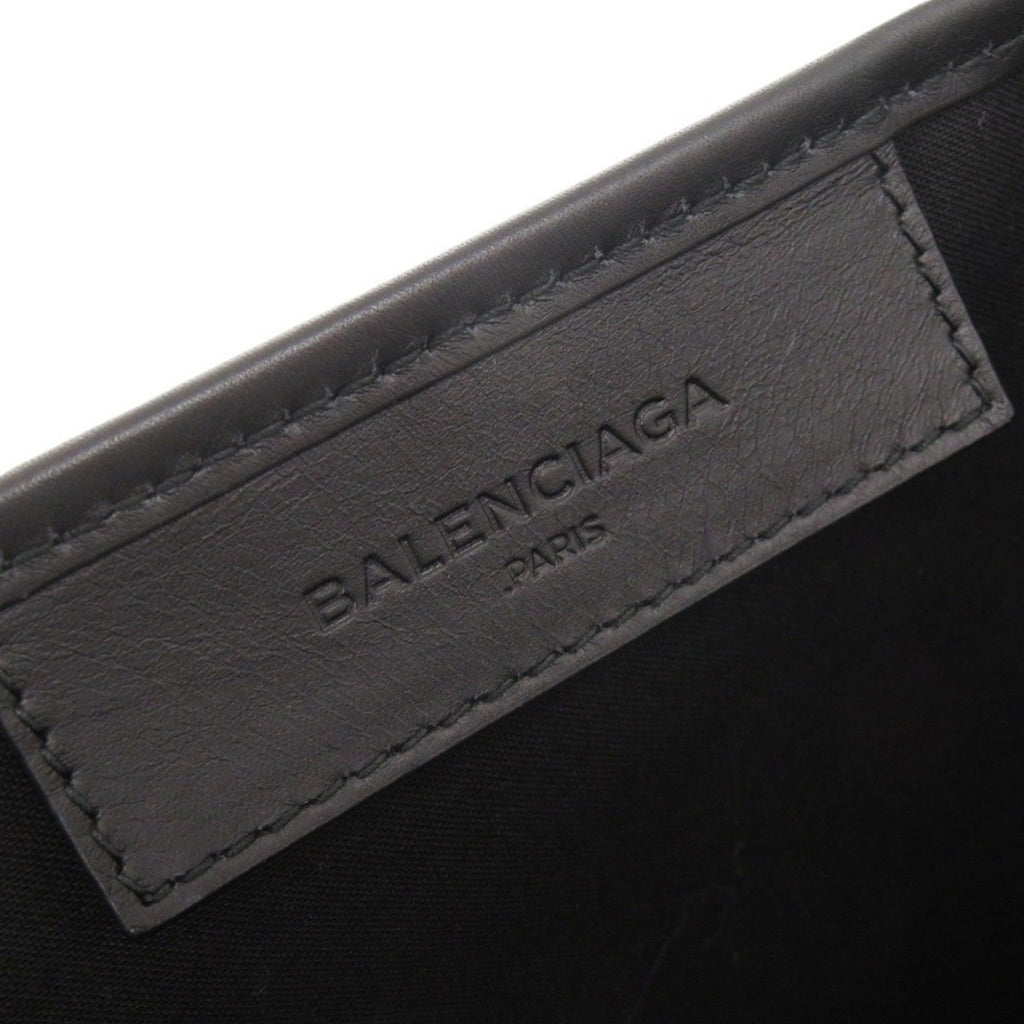 Balenciaga Black Navy White Canvas Leather Handbag Tote
