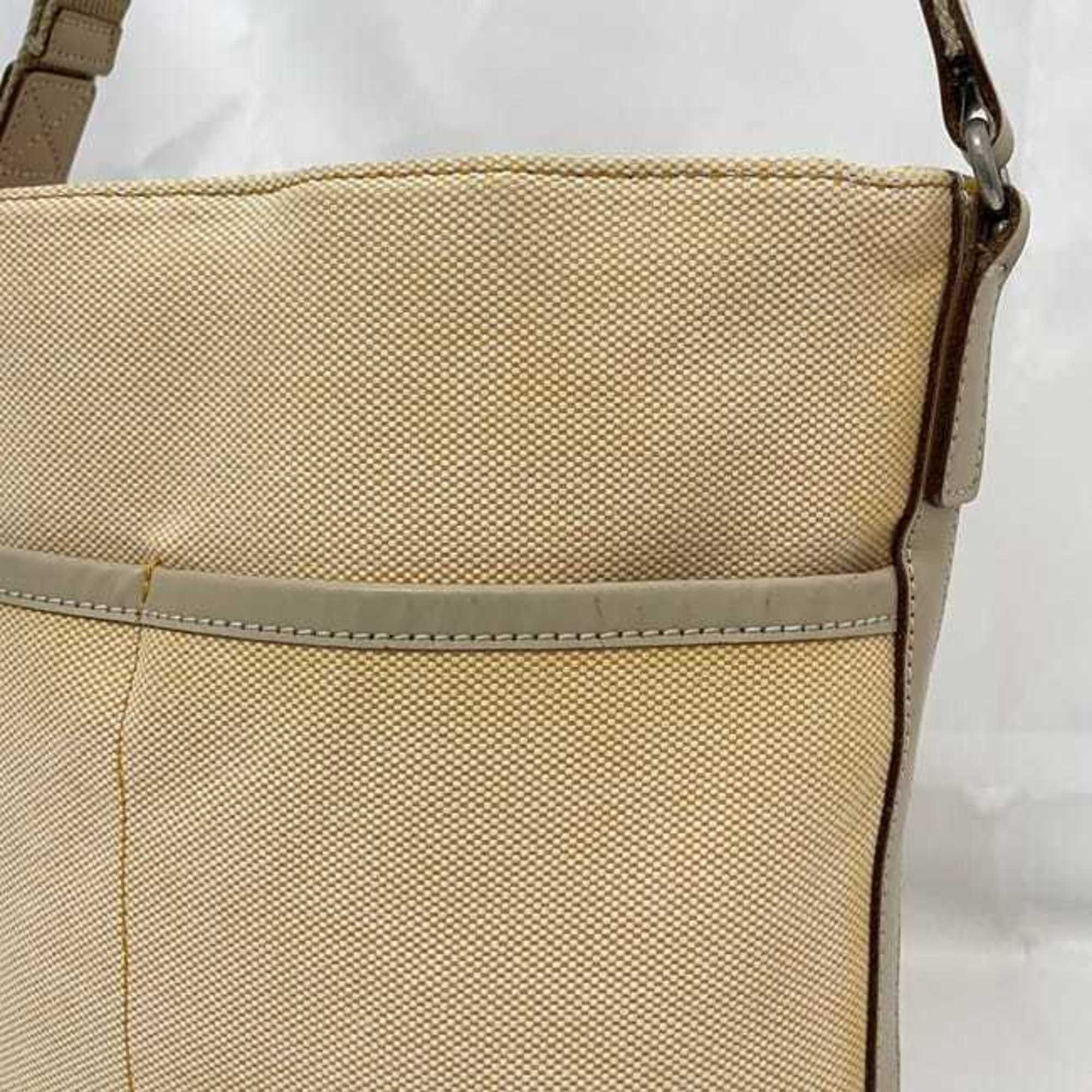 Burberry Beige Orange Canvas Shoulder Bag