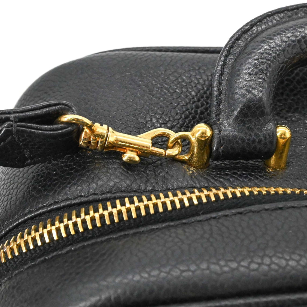 Chanel Black Leather Handbag Vanity Bag