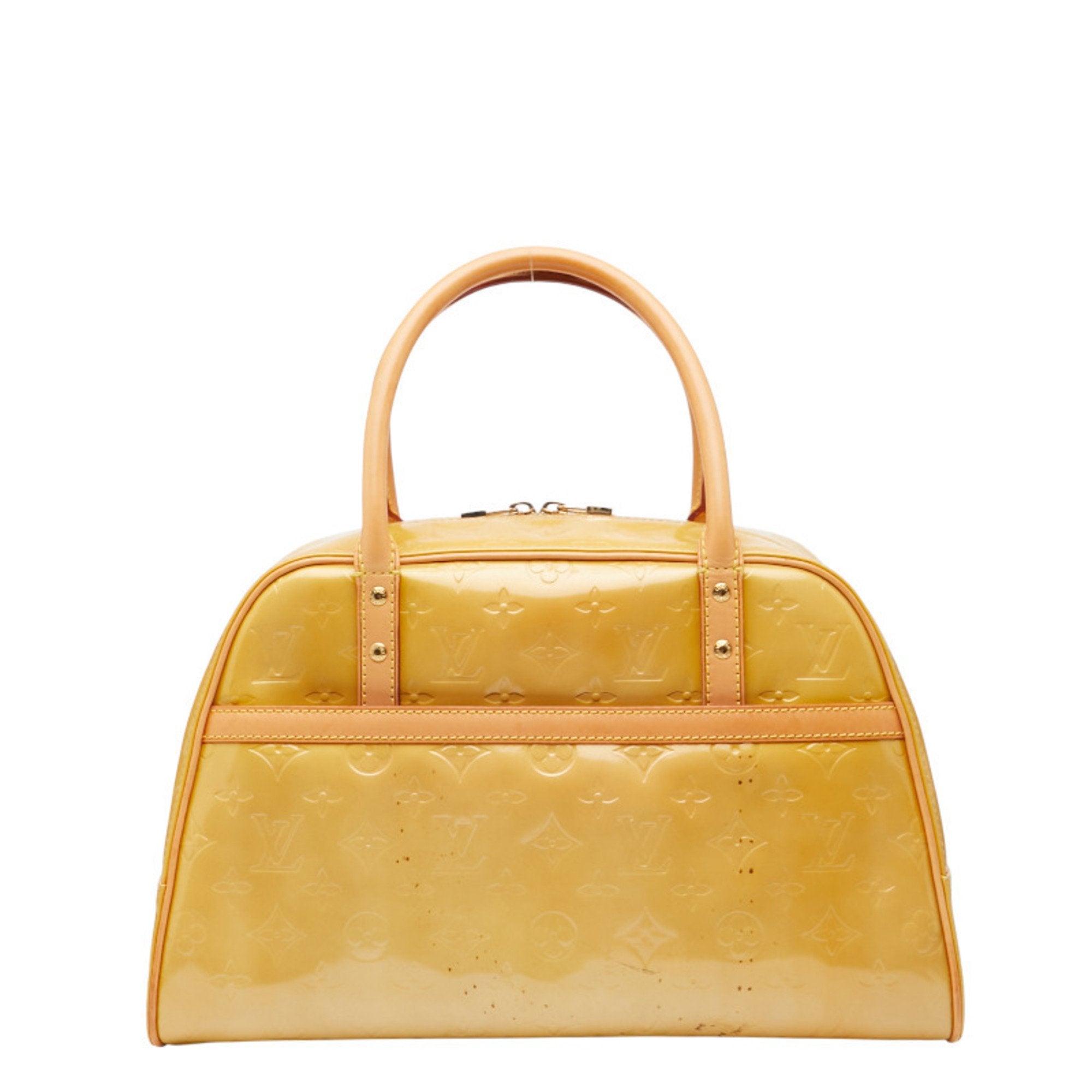 Louis Vuitton Beige Yellow Patent Leather Boston Bag Handbag