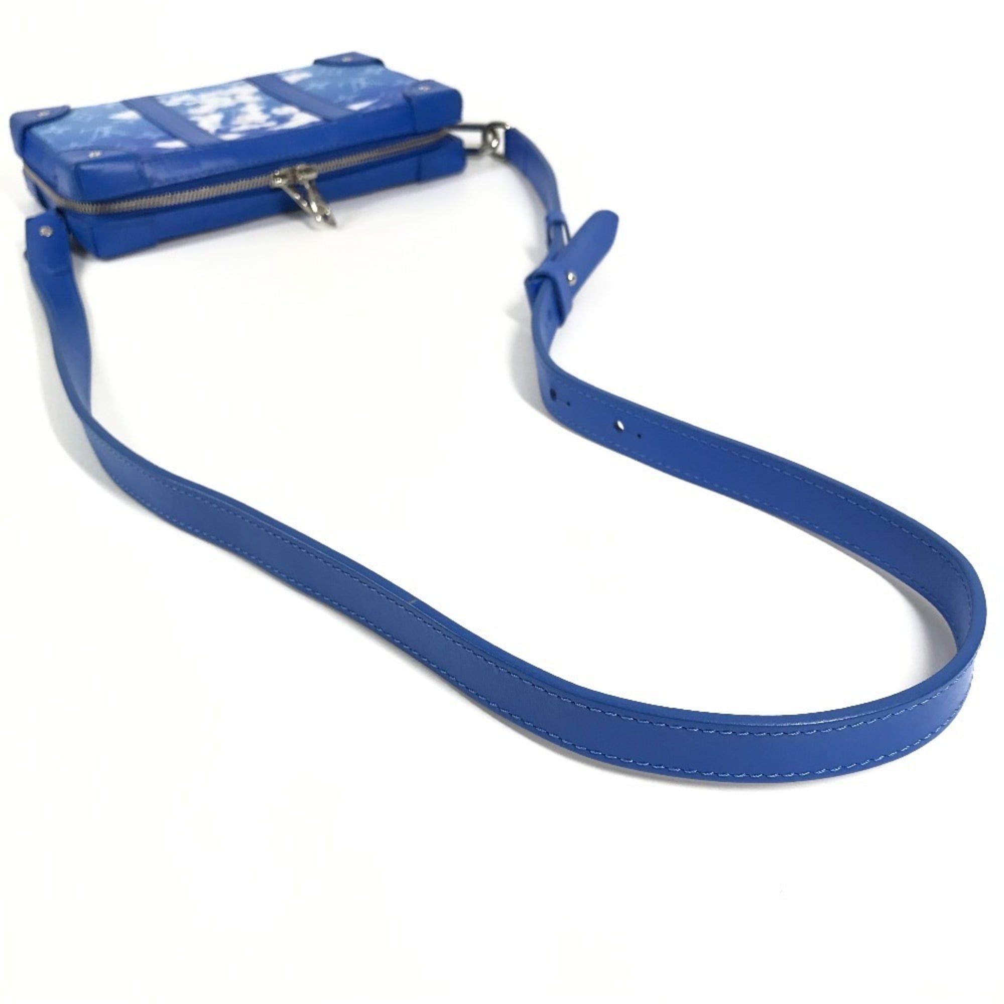 Louis Vuitton Blue White Leather Clutch Bag Pochette Shoulder Bag