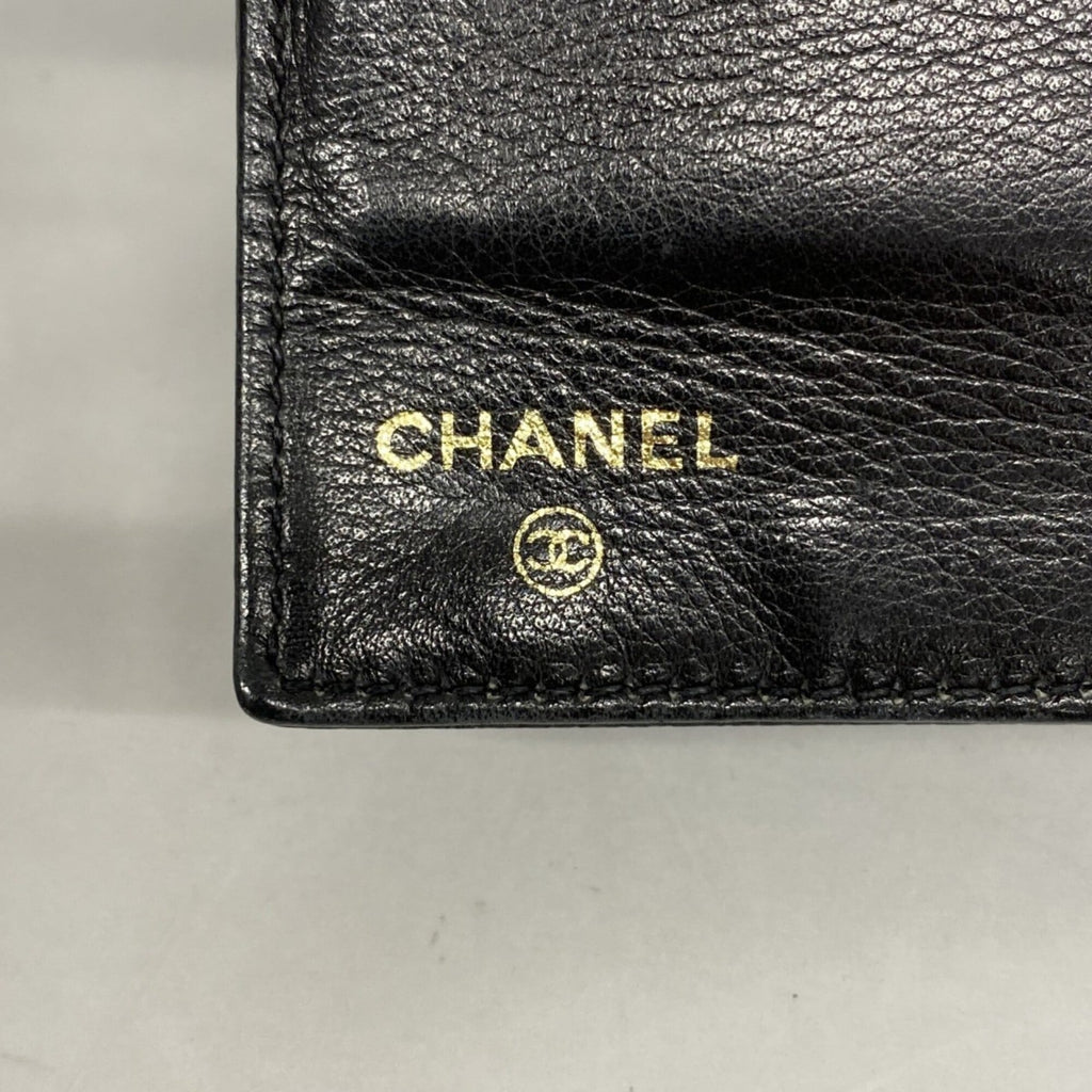 Chanel Black Grained Calfskin Long Wallet (Bi-Fold)