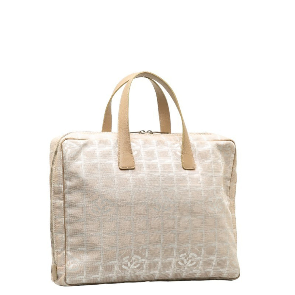 Chanel Beige Canvas Leather Briefcase Handbag