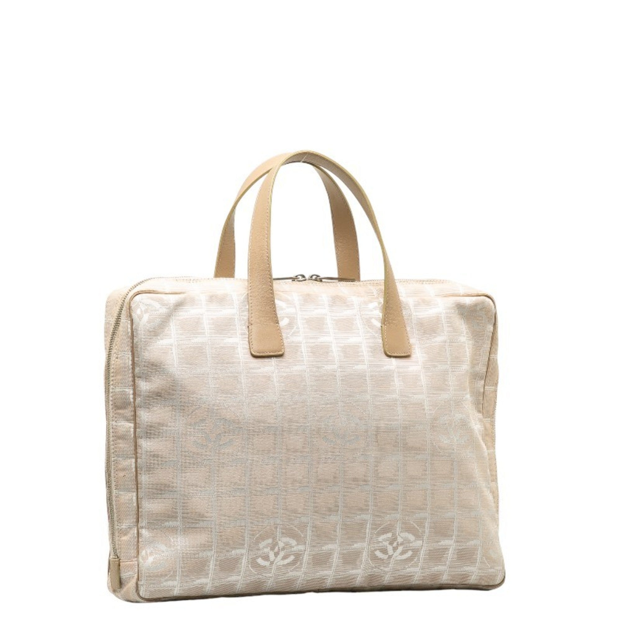 Chanel Beige Canvas Leather Briefcase Handbag