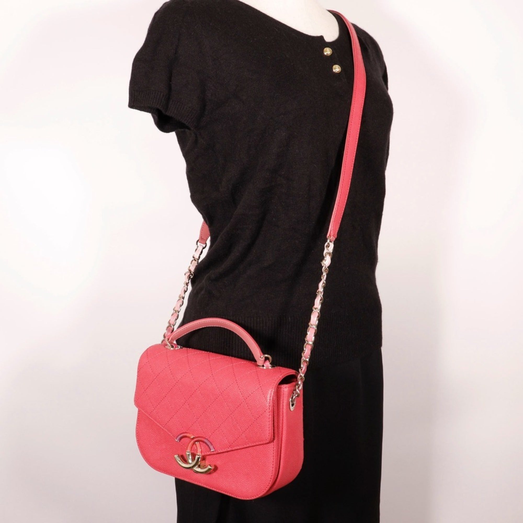 Chanel Pink Caviar Leather Handbag