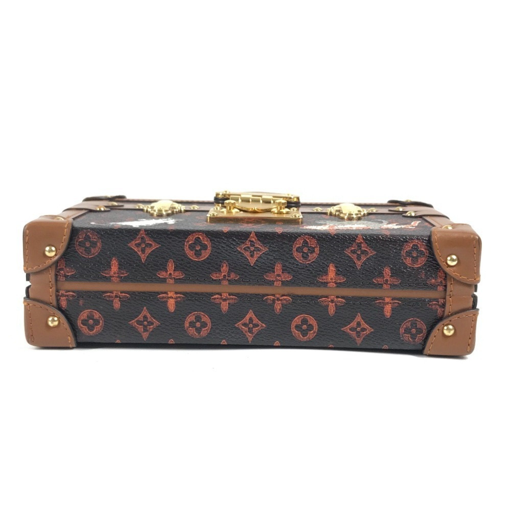 Louis Vuitton Brown Red Color Monogram Canvas Clutch Bag Shoulder Bag