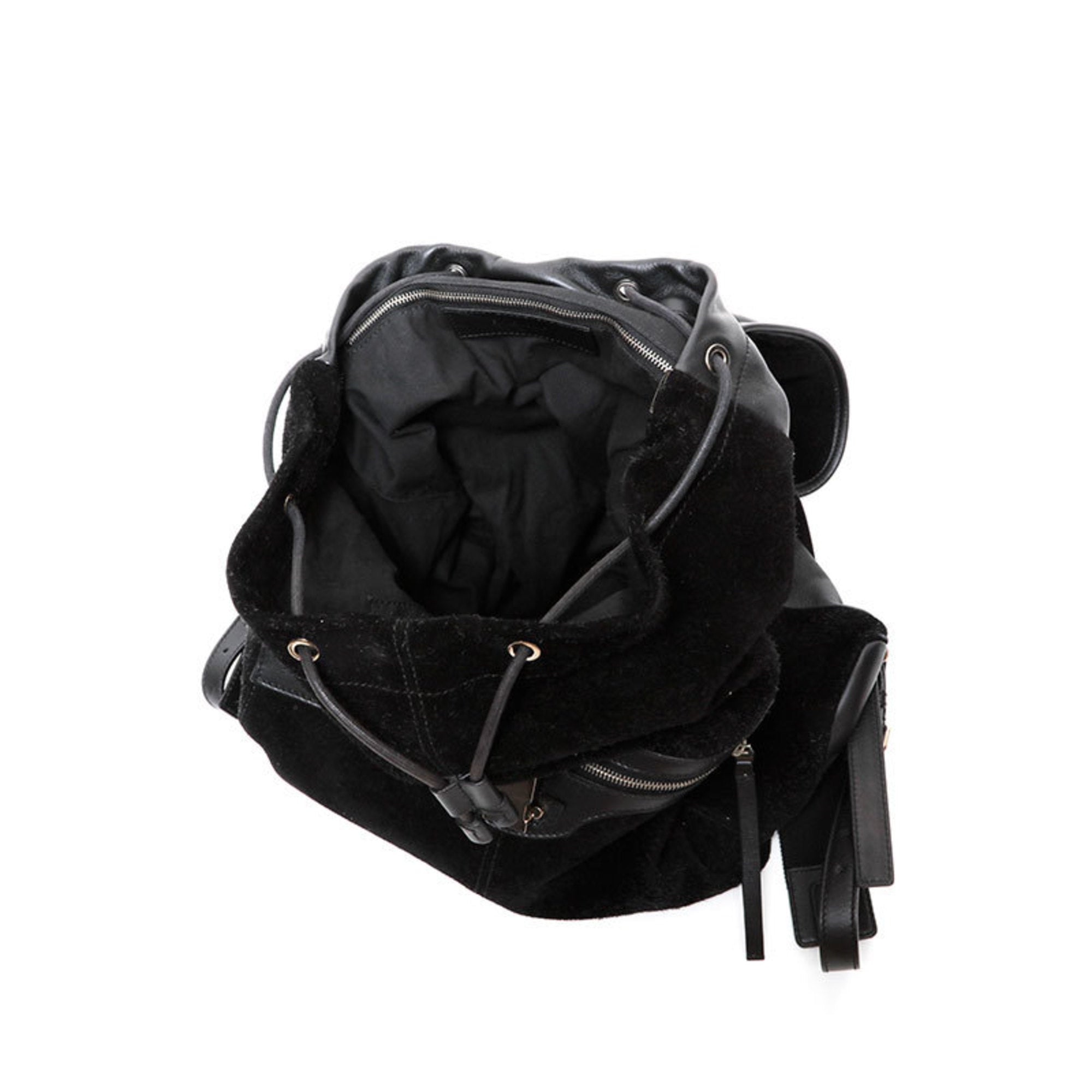 Balenciaga Black Leather Suede Backpack