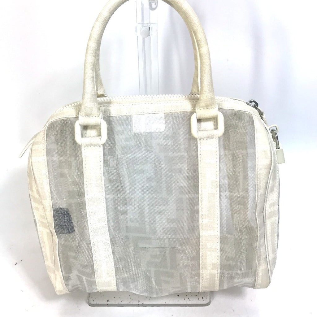 Fendi White Leather Boston Bag