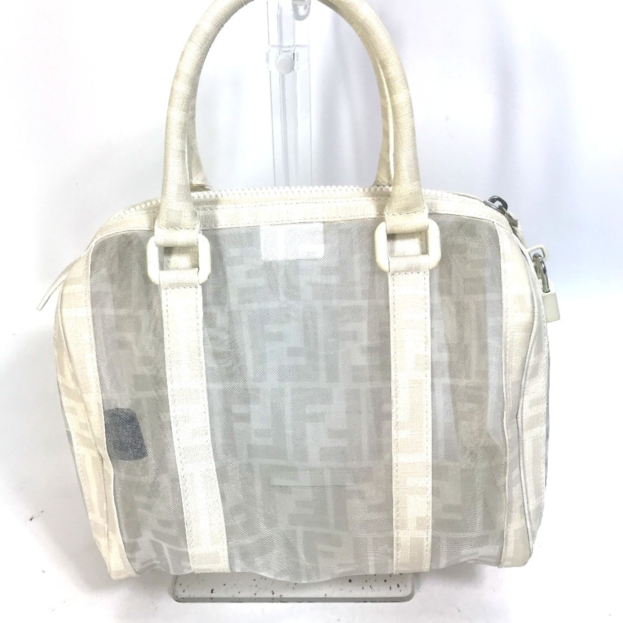 Fendi White Leather Boston Bag