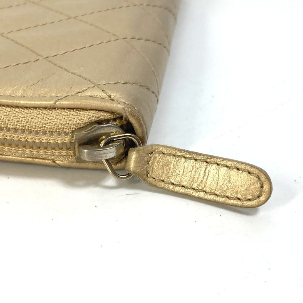 Chanel Gold Leather Long Wallet (Bi-Fold)