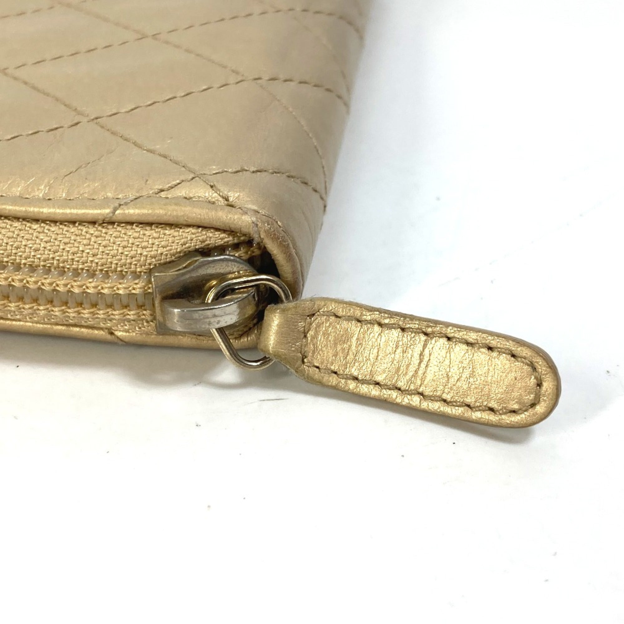 Chanel Gold Leather Long Wallet (Bi-Fold)