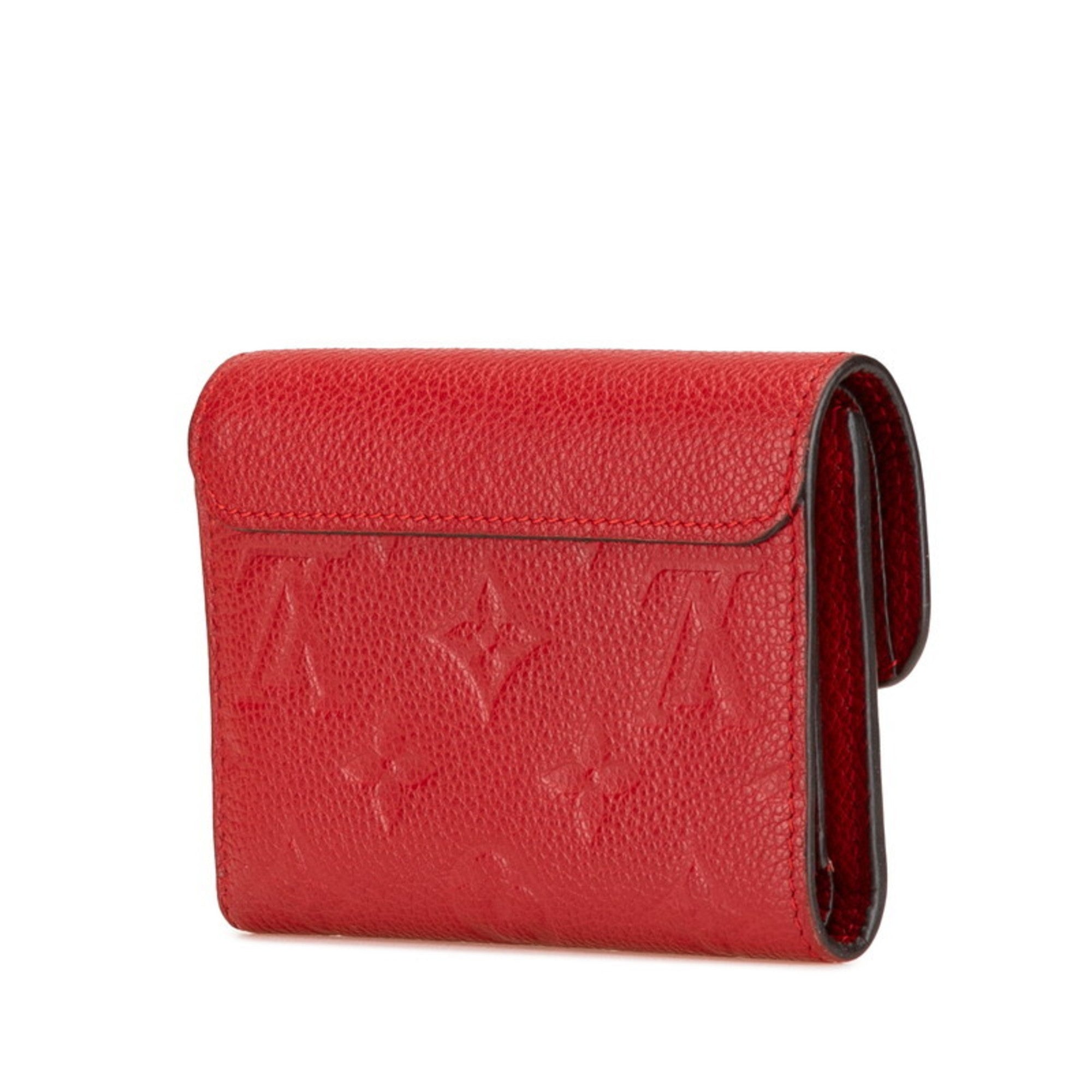 Louis Vuitton Cerise Red Color Leather Wallet (Tri-Fold)