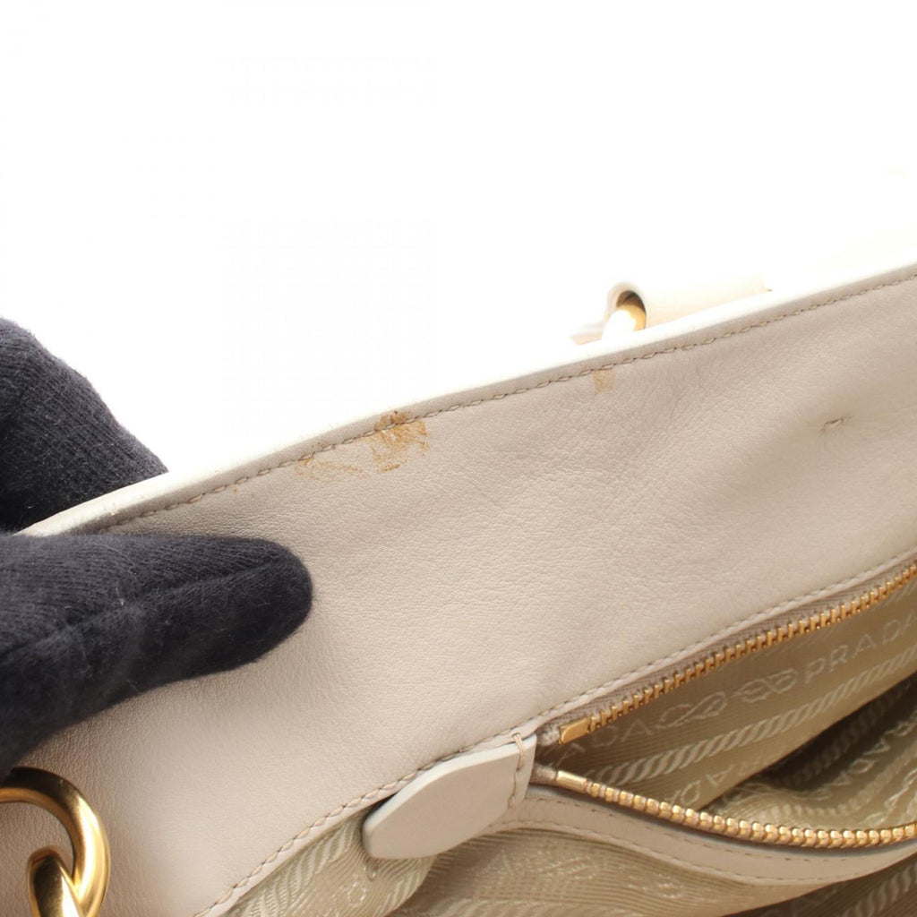 Prada Ivory Leather Tote Bag