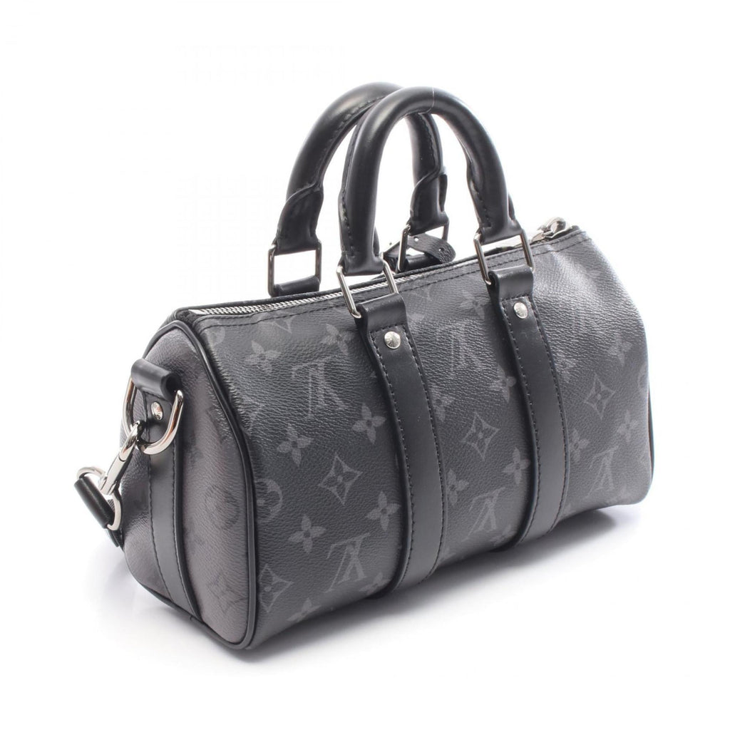 Louis Vuitton Black Gray Coated Canvas Leather Handbag