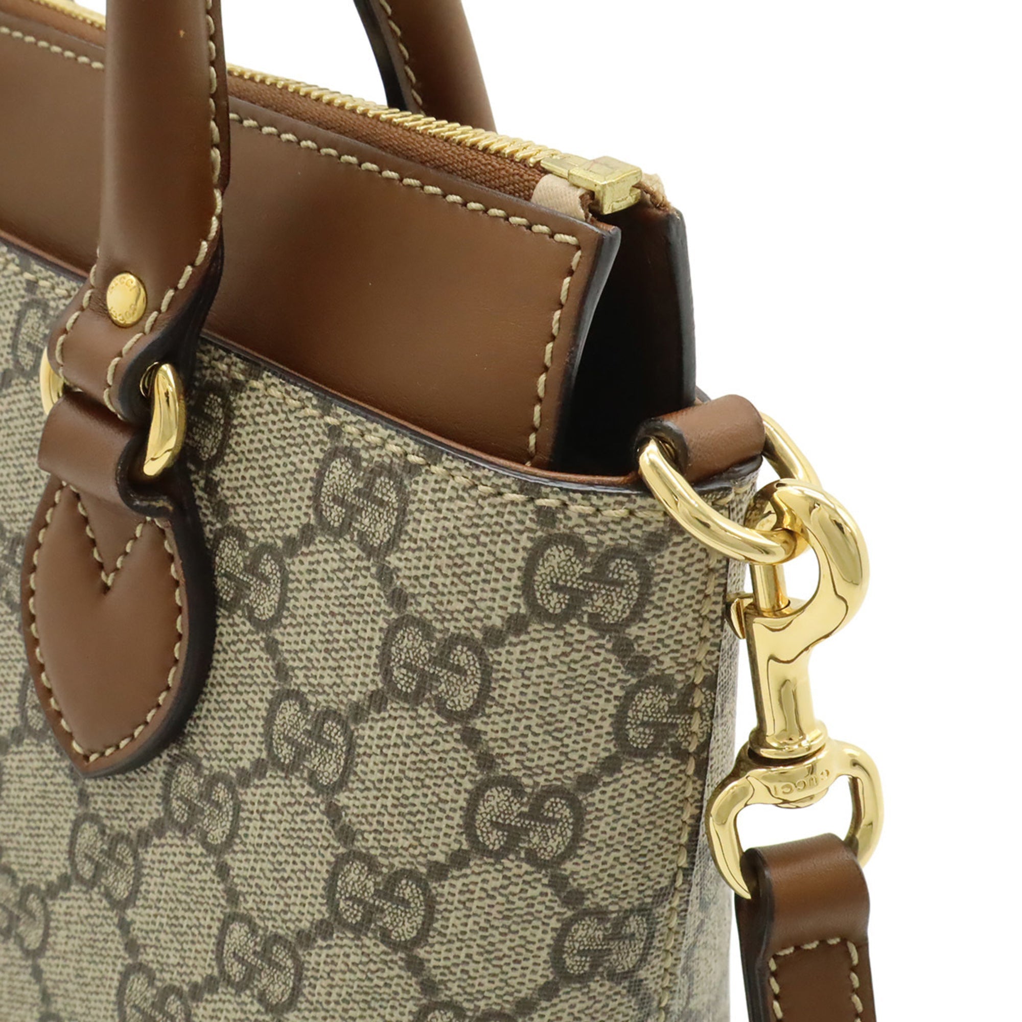 Gucci Beige Brown Gg Supreme Canvas Handbag Shoulder Bag (Pre-Owned)