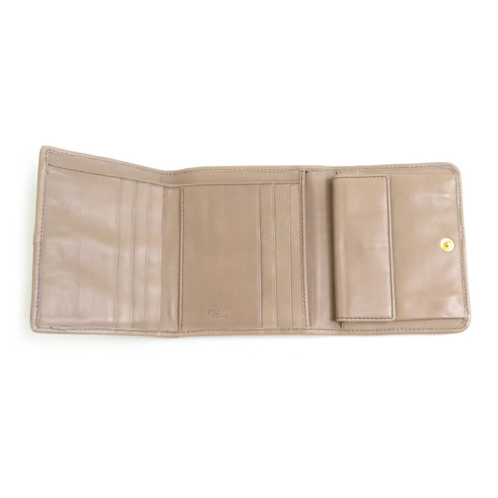 Prada Beige Leather Wallet (Tri-Fold)
