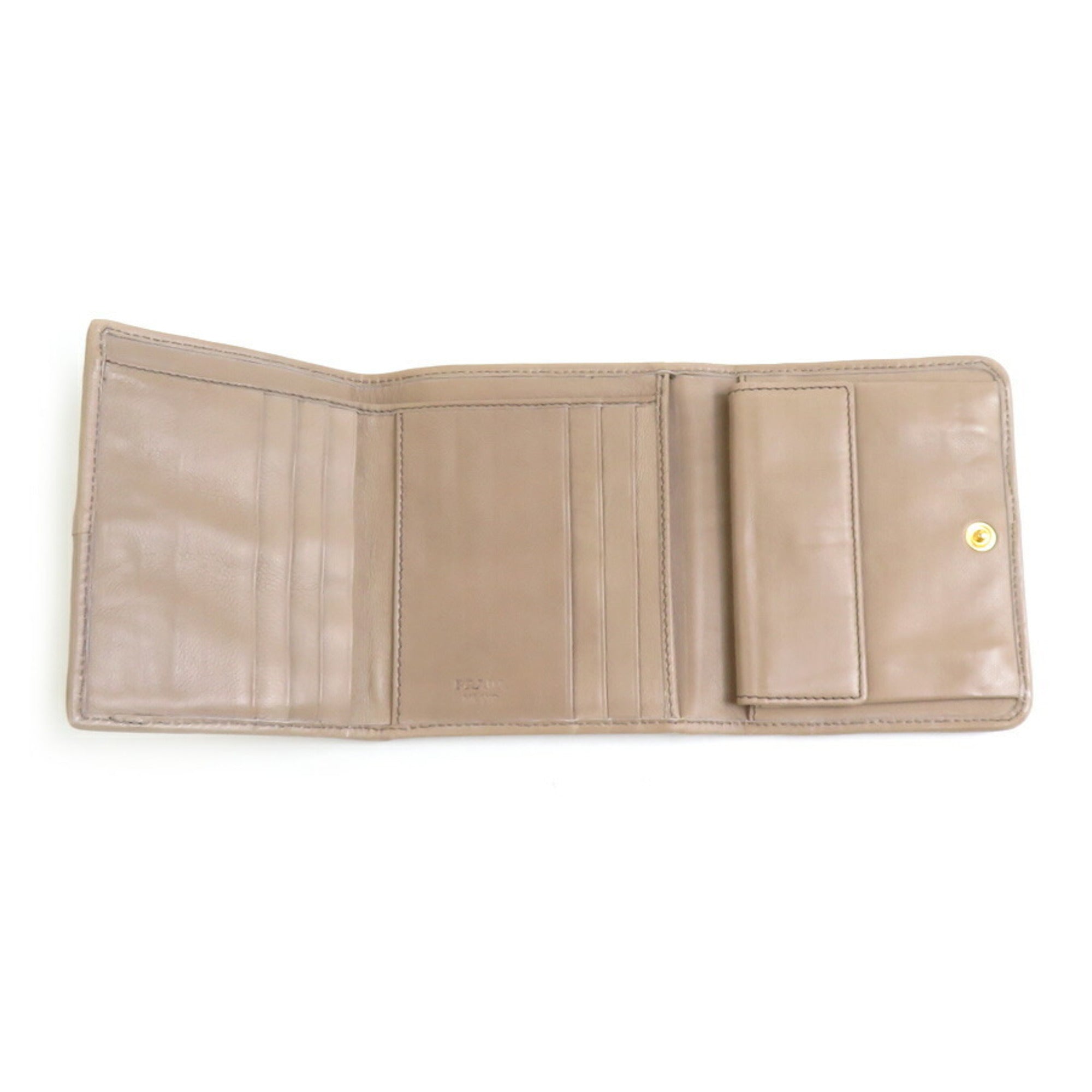 Prada Beige Leather Wallet (Tri-Fold)