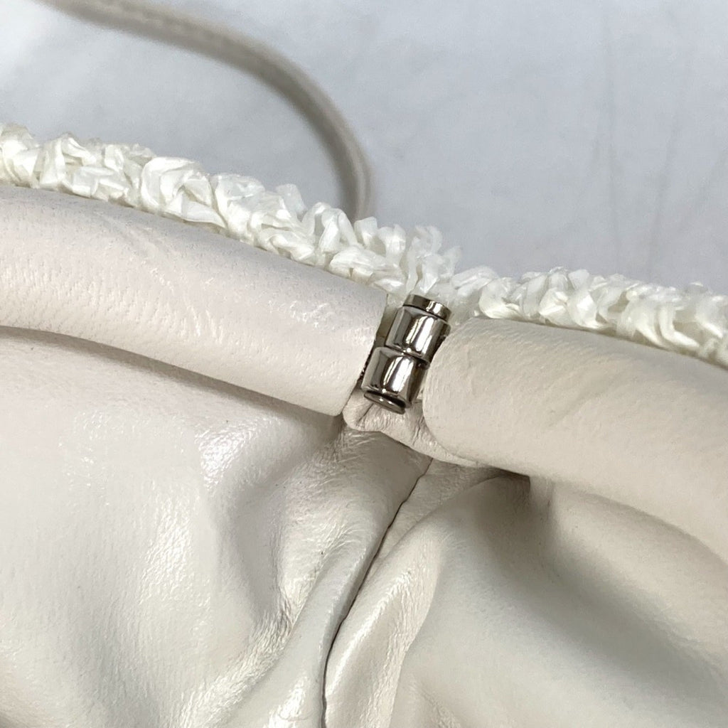 Bottega Veneta White Nylon Leather Pochette Shoulder Bag