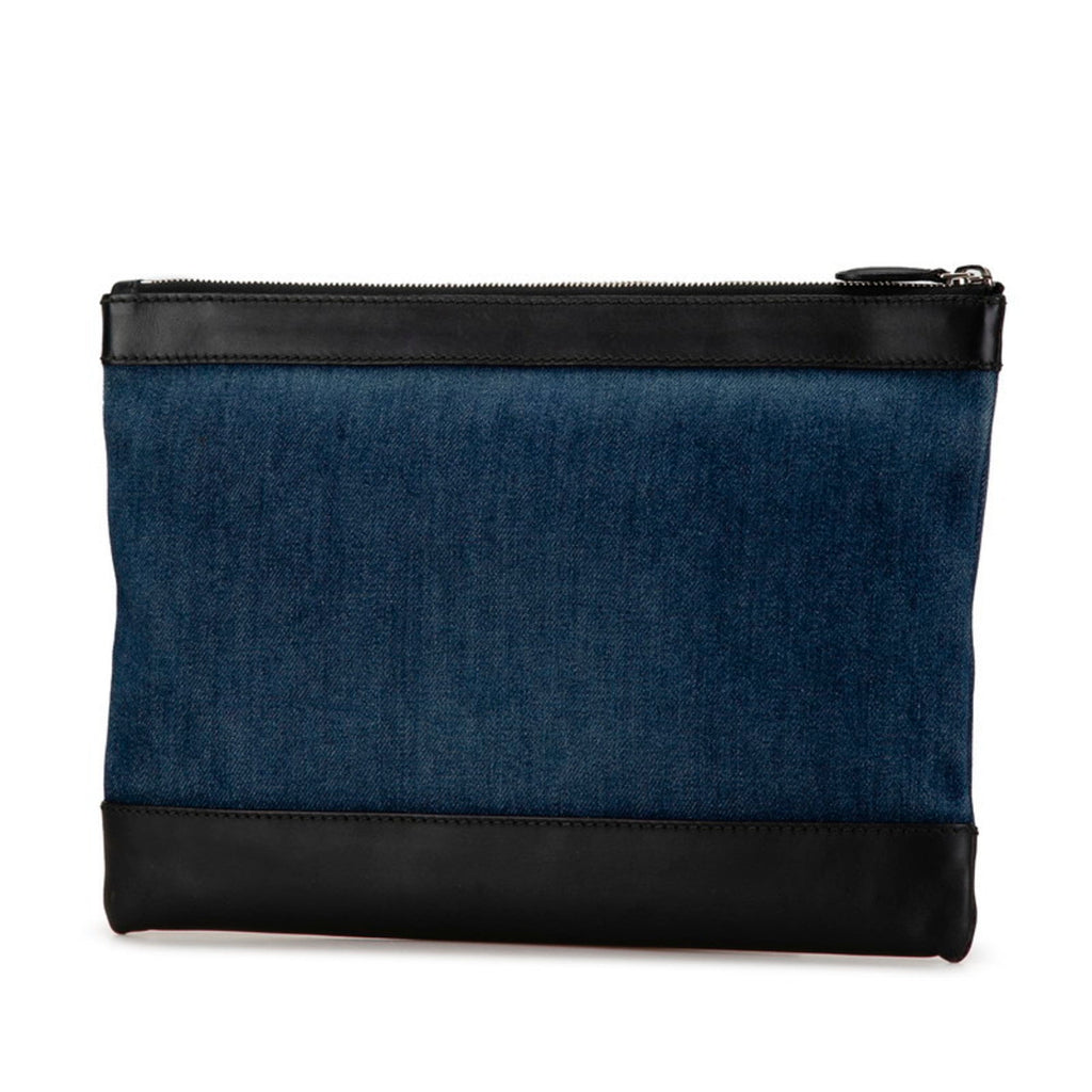 Balenciaga Black Denim Leather Clutch