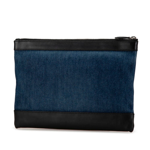 Balenciaga Black Denim Leather Clutch