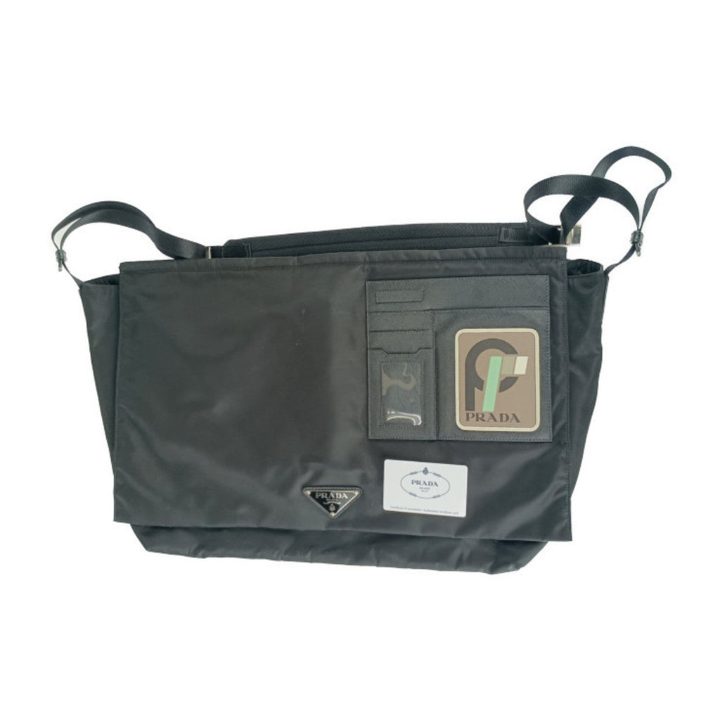 Prada Black Nylon Leather Messenger Bag Shoulder Bag