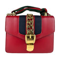 Gucci Navy Red Color Leather Shoulder Bag (Pre-Owned)