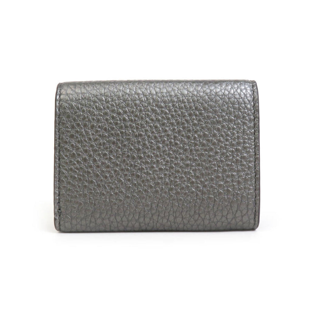 Fendi Metallic Gray Leather Wallet (Tri-Fold)