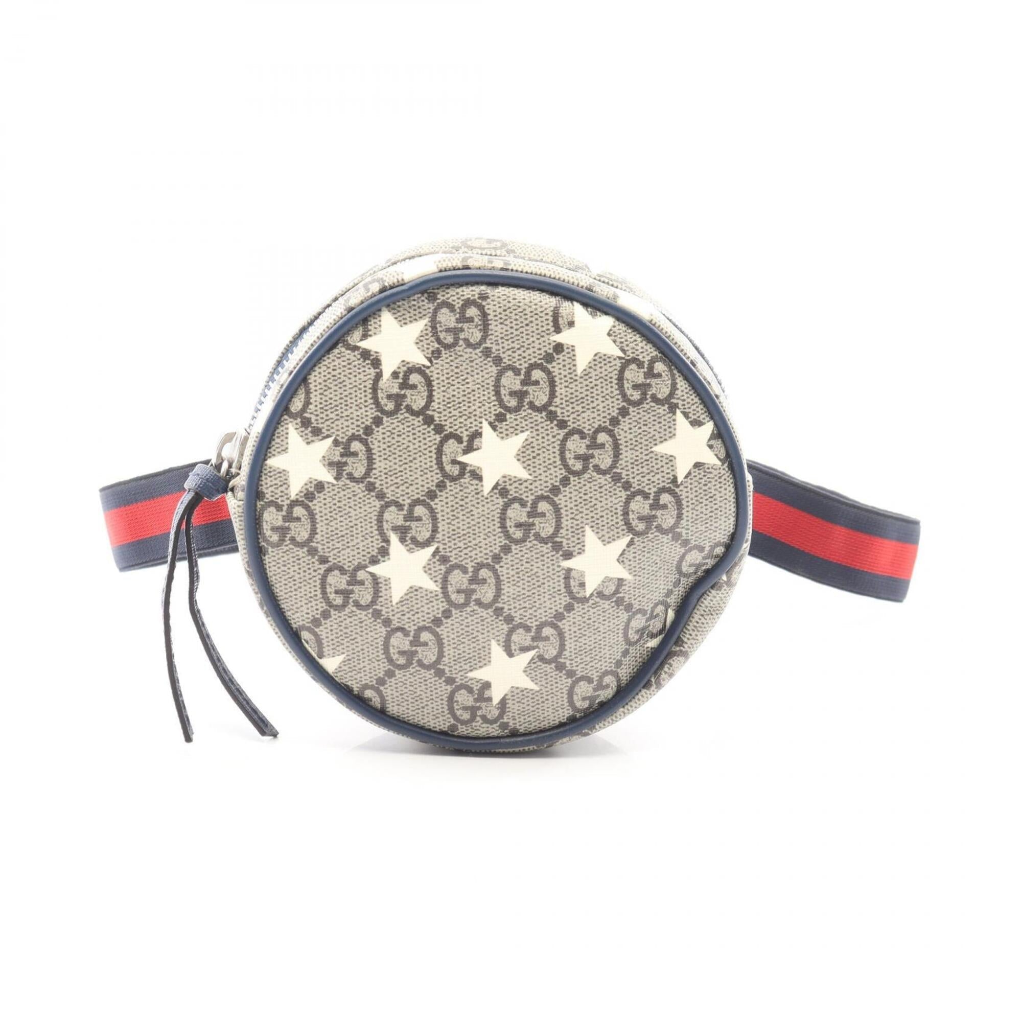 Gucci Beige Navy Pvc Coated Canvas Leather Fanny Pack Handbag (Pre-Owned)