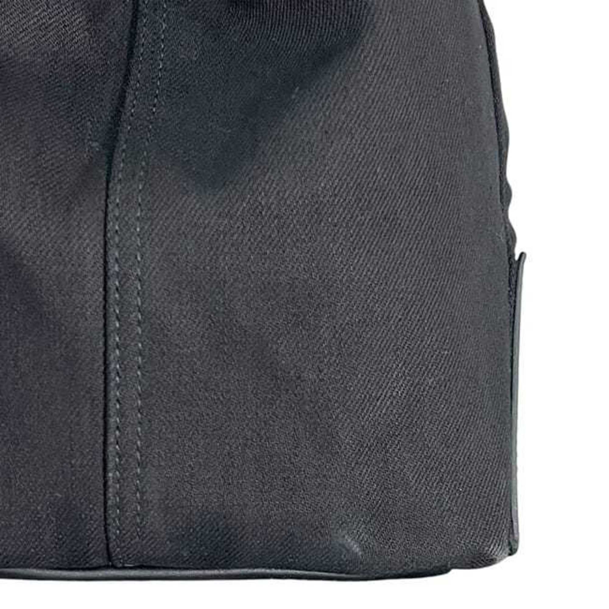 Balenciaga Black Cotton Canvas Leather Tote