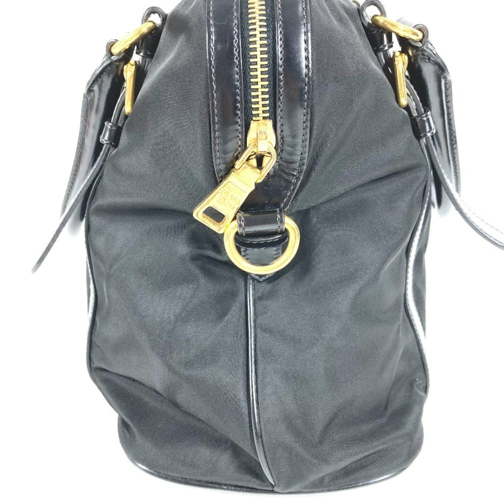 Prada Black Leather Nylon Handbag Shoulder Bag Tote Bag