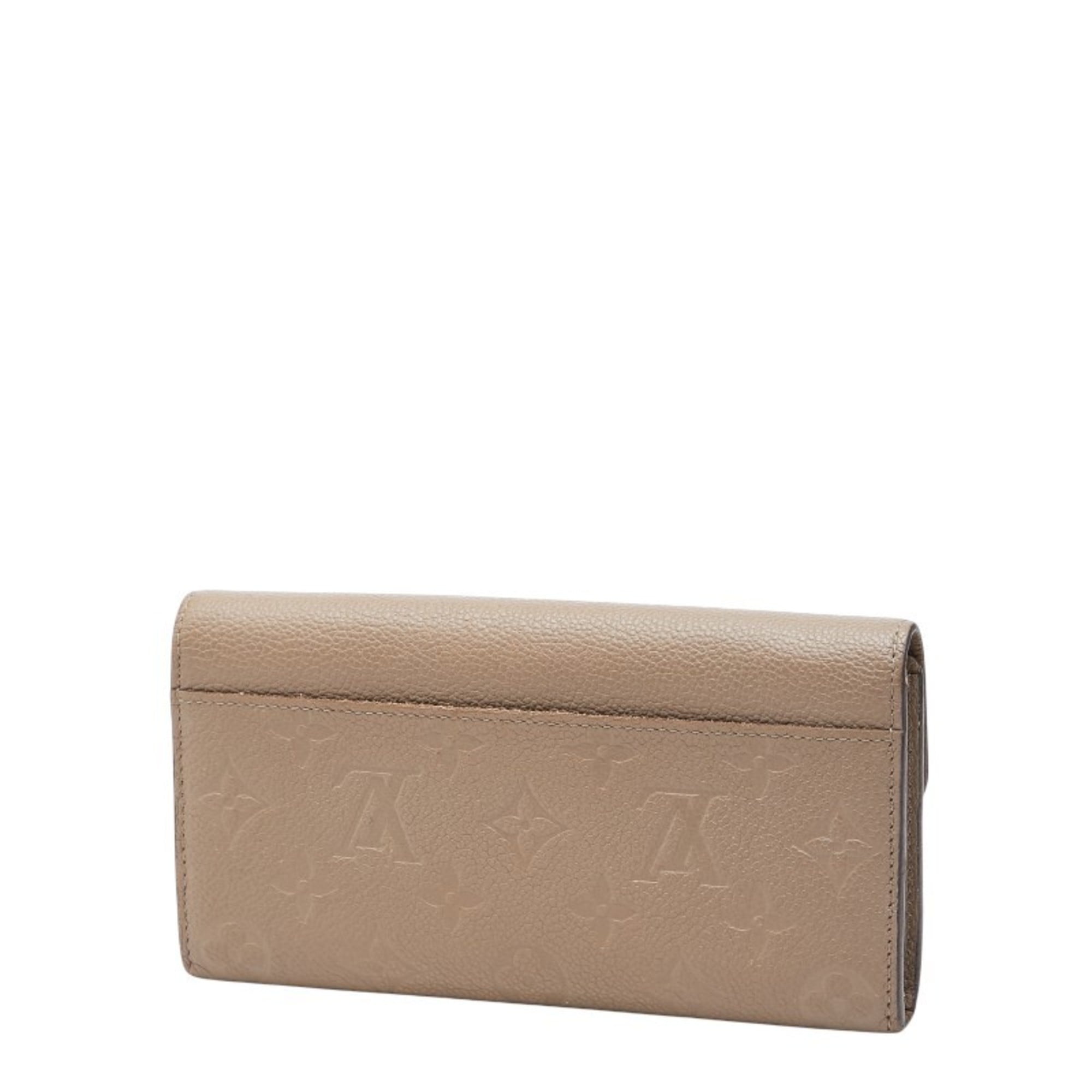 Louis Vuitton Beige Leather Long Wallet (Tri-Fold)