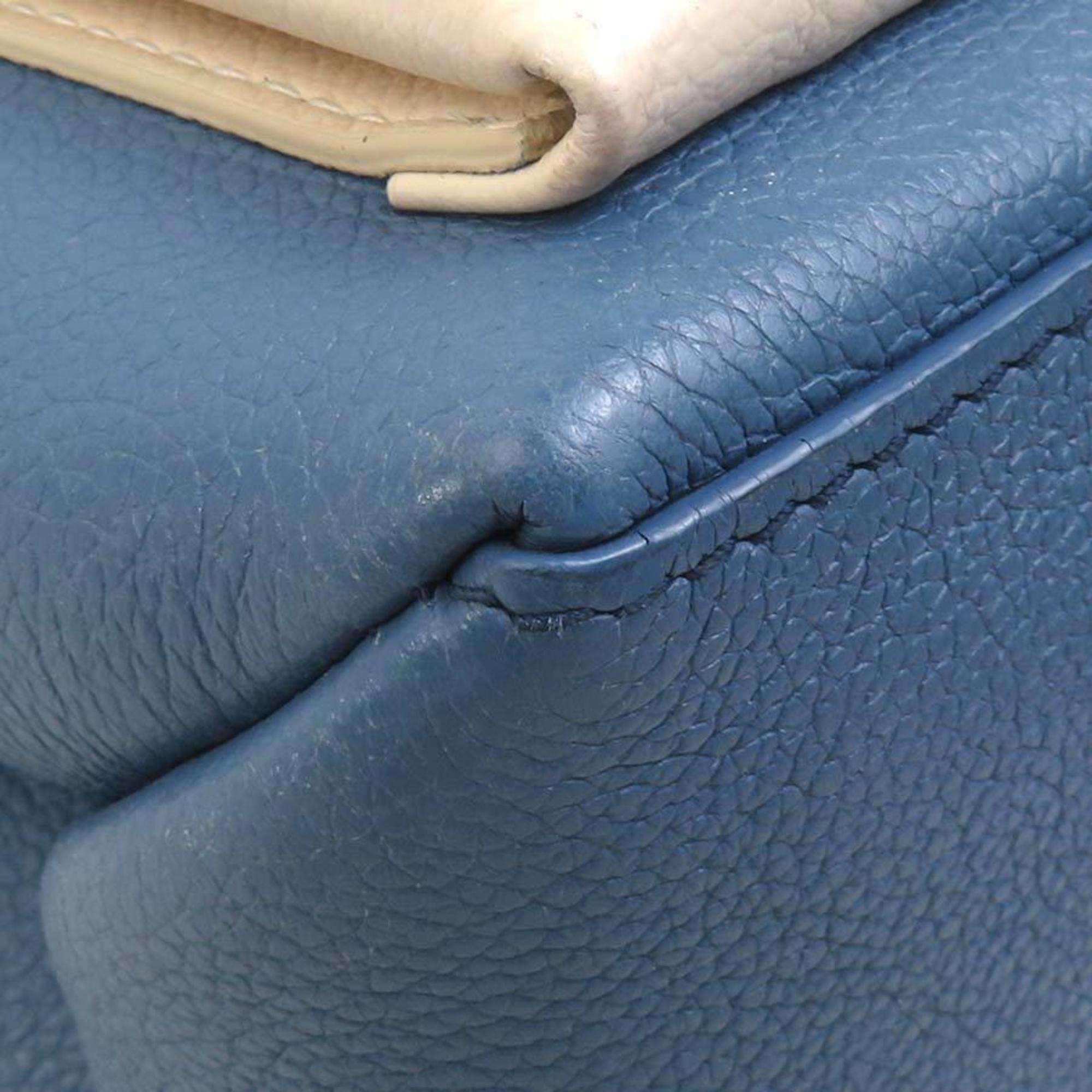 Louis Vuitton Blue Ivory Leather Handbag Shoulder Bag
