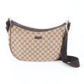 Gucci Beige Brown Leather Canvas Handbag Shoulder Bag (Pre-Owned)