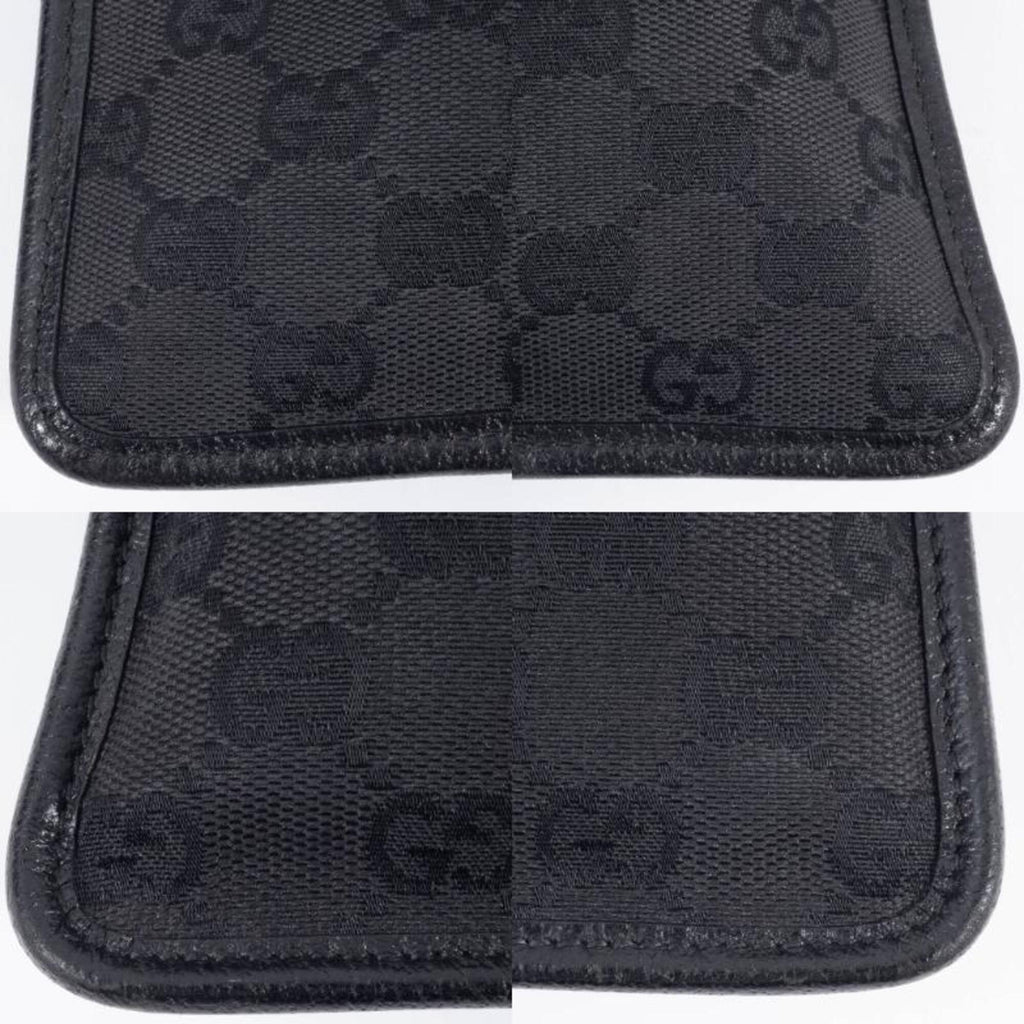 Gucci Gg Canvas Black Gg Canvas Leather Shoulder Bag (Pre-Owned)