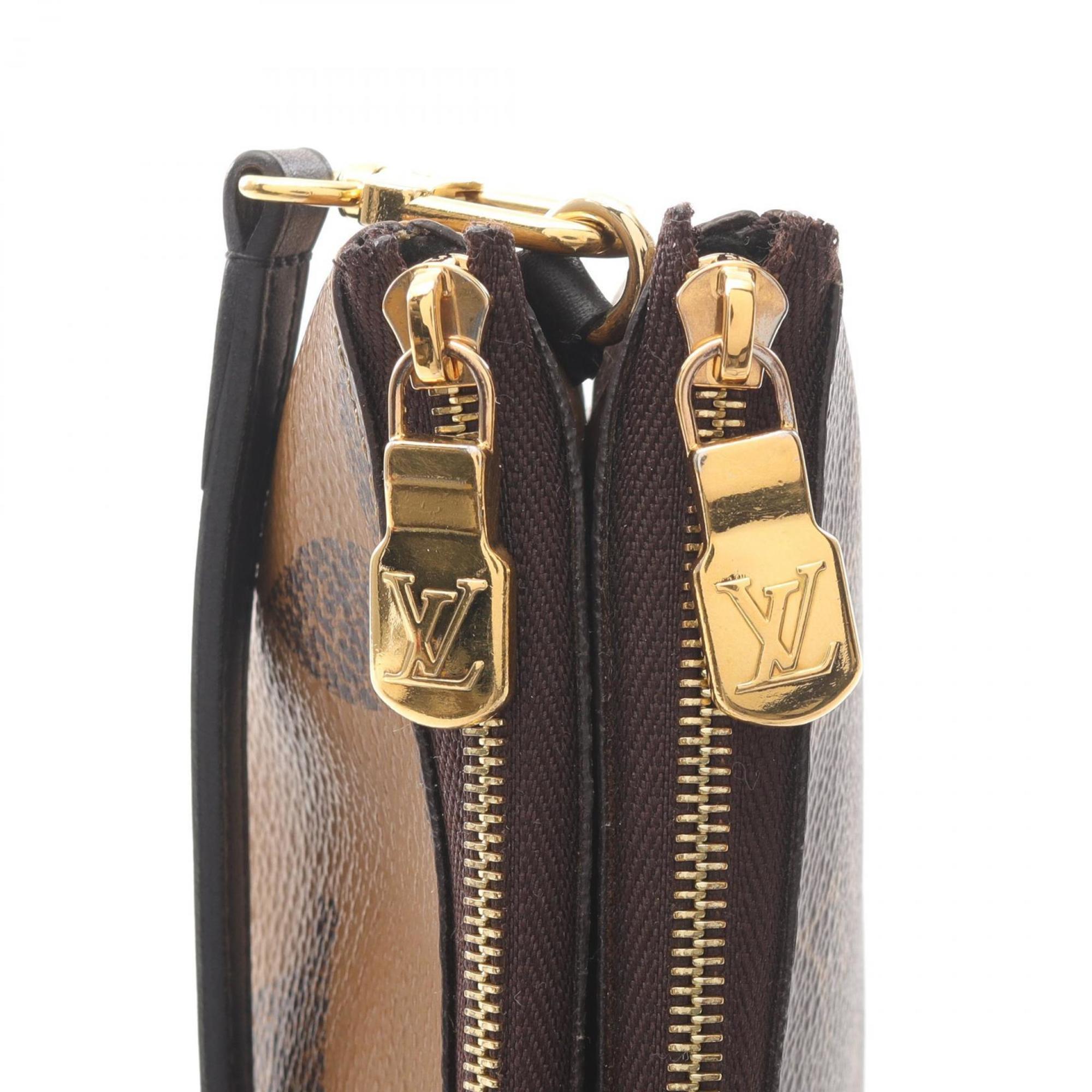 Louis Vuitton Beige Brown Monogram Reverse Pvc Coated Canvas Leather Pochette Shoulder Bag