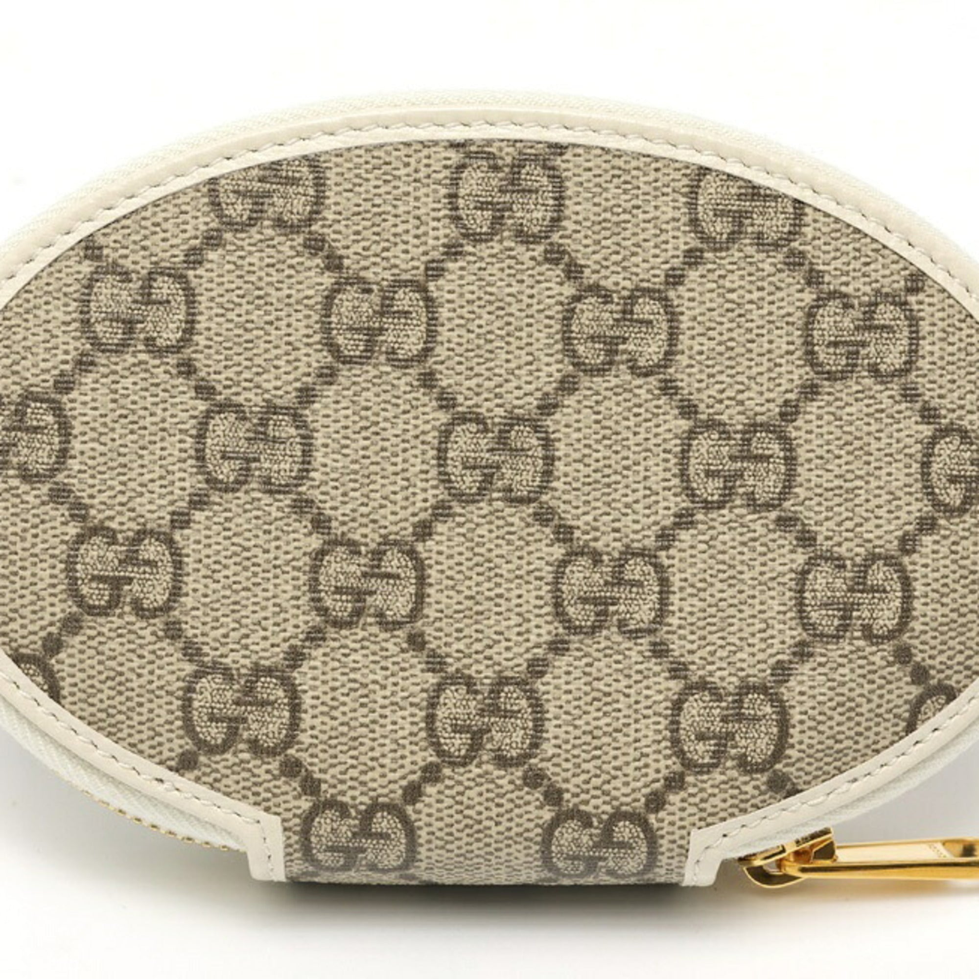 Gucci Beige White Gg Supreme Leather Coin Purse/Coin Case (Pre-Owned)
