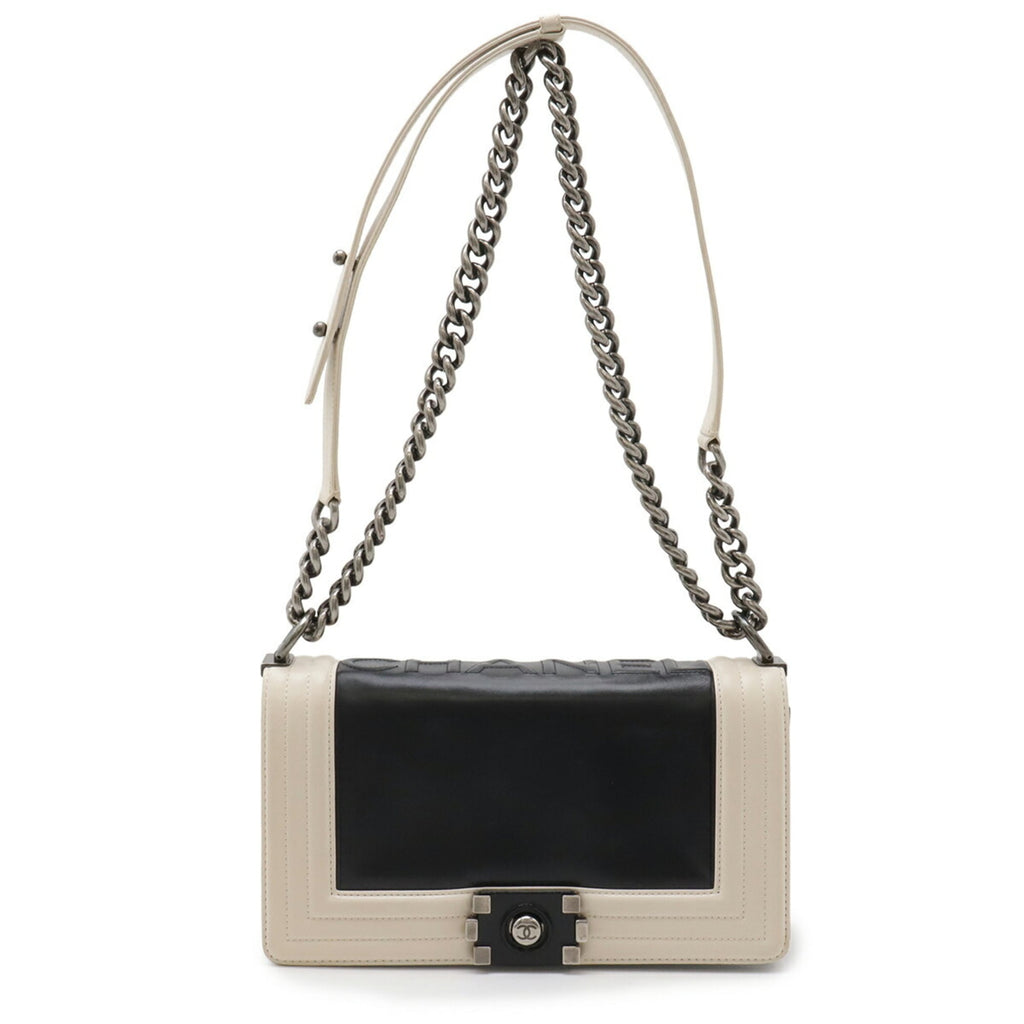 Chanel Black Ivory Leather Shoulder Bag